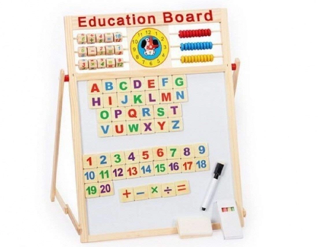 Magnetic Wooden Easel 6-in-1 Educational Learning Board for Kids-8