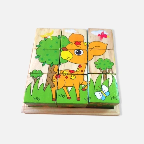 3D Face 6 in 1 Wooden Cube Blocks Jigsaw Puzzle Kid Children Baby Educational Toy Cartoon Puzzle-6