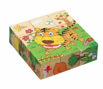 3D Face 6 in 1 Wooden Cube Blocks Jigsaw Puzzle Kid Children Baby Educational Toy Cartoon Puzzle-1