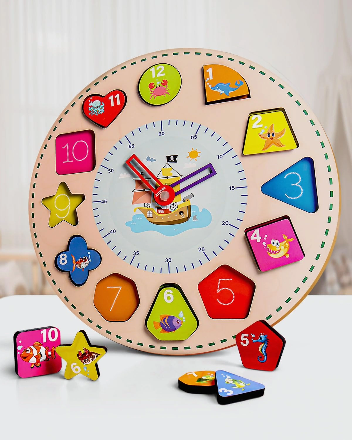 Montessori Clock Wooden Toys For Babies-6