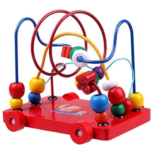 Pull Toy Large Wooden Circle Beads Maze Roller Coaster-5