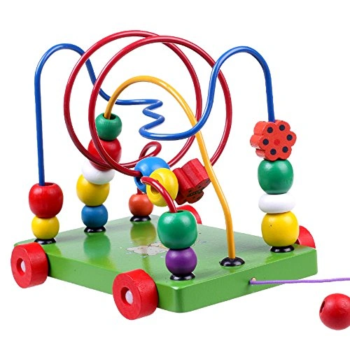 Pull Toy Large Wooden Circle Beads Maze Roller Coaster-7