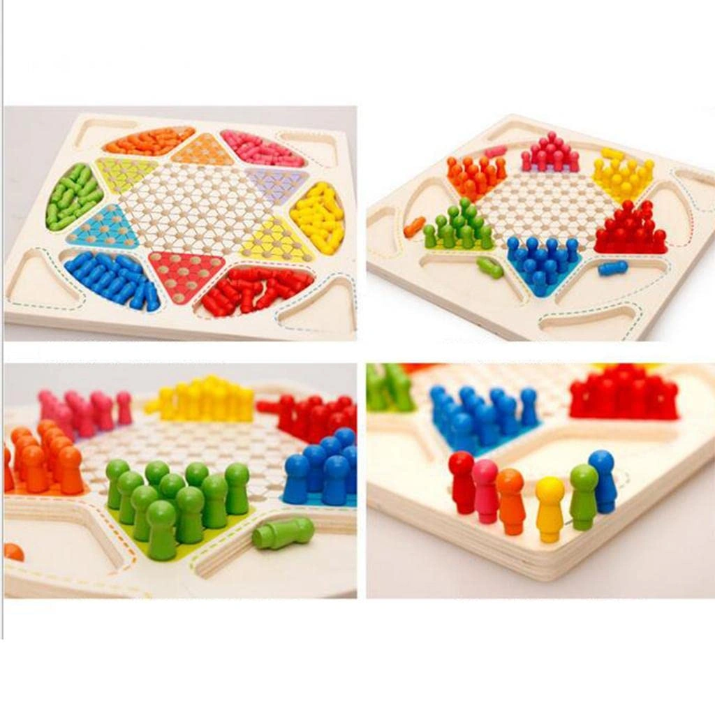 Wooden 2-in-1 Board Game, Crazy Chinese Checkers and Ludo Games for Kids-6