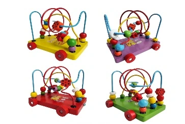 Pull Toy Large Wooden Circle Beads Maze Roller Coaster-ST36