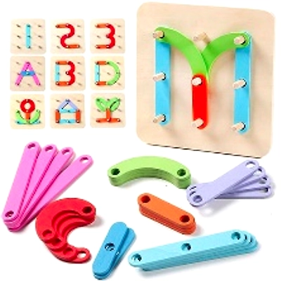 Wooden Alphabet Numbers construction Hundred Change Collage