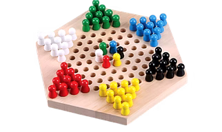 Traditional Hexagon Wooden Chinese Checkers Family Game Set