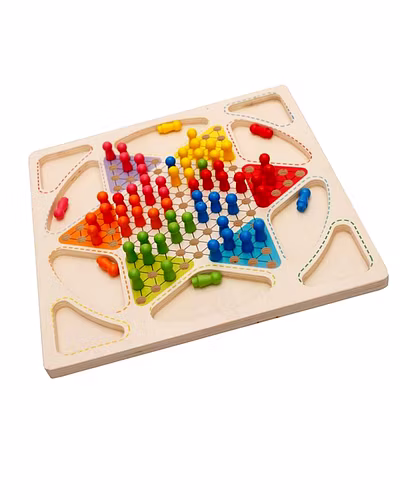 Wooden 2-in-1 Board Game, Crazy Chinese Checkers and Ludo Games for Kids-3