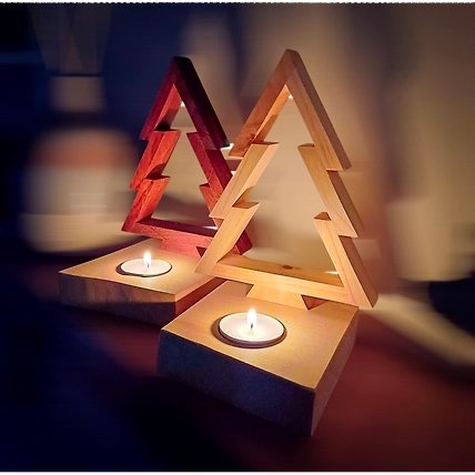 Wooden tea light candle holder-2