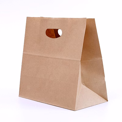 brown kraft paper bag with d-cut handle