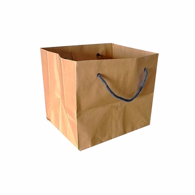 brown kraft paper basket bags with cotton rope handle