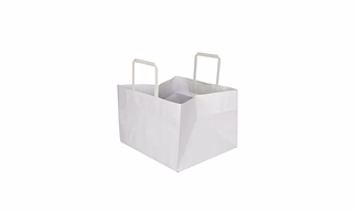 White Kraft Paper Basket Bag with Folded Paper Handle