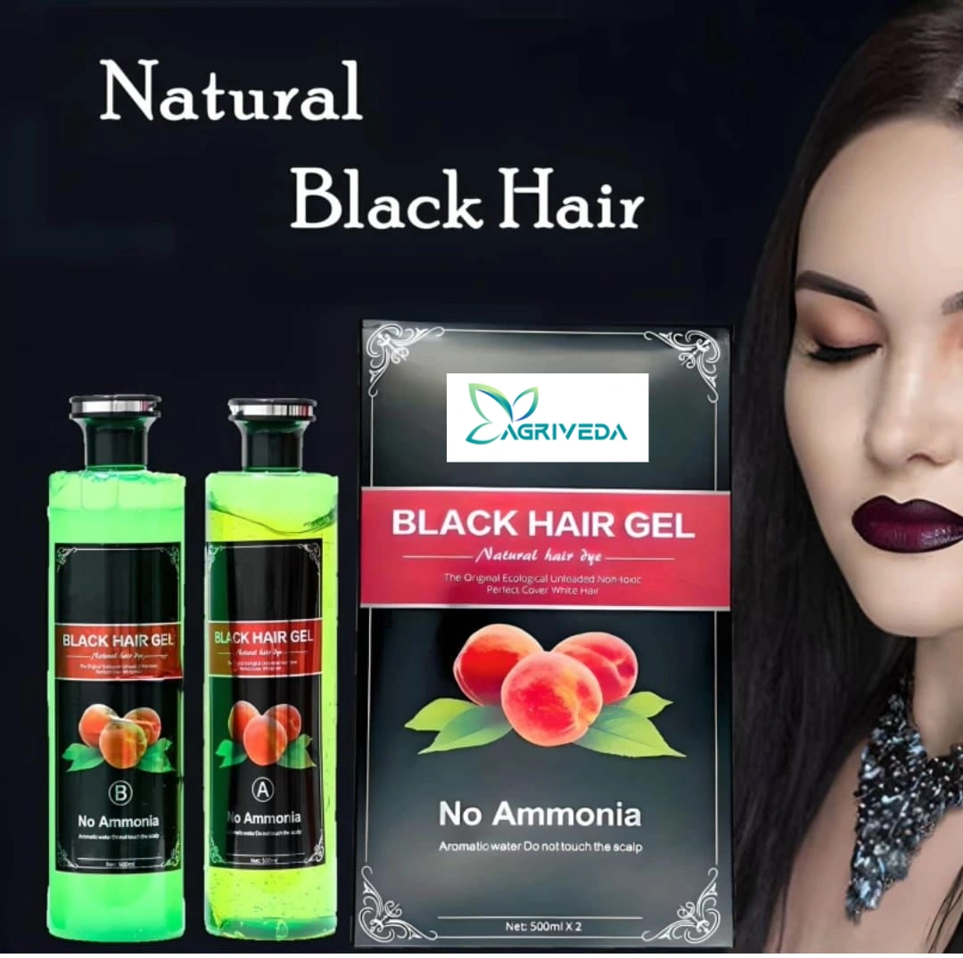 Fruit Vinegar Professional Gel hair Color for Both Men &amp; Women (500ml x 2) , Black-12655013