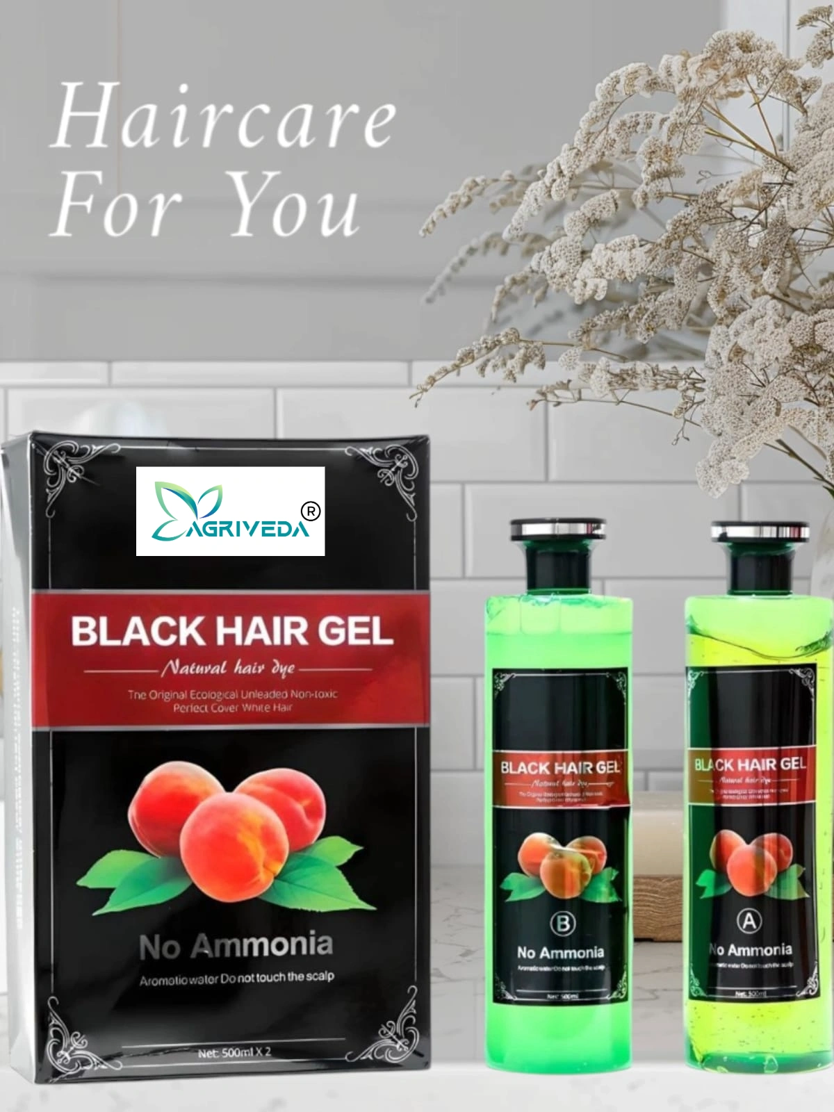 Fruit Vinegar Professional Gel hair Color for Both Men &amp; Women (500ml x 2) , Black-1