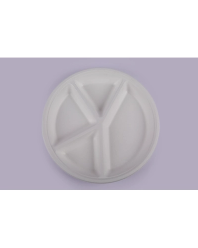 Bagasse Plates - 12 Inch 4 Compartment Round Plates-1