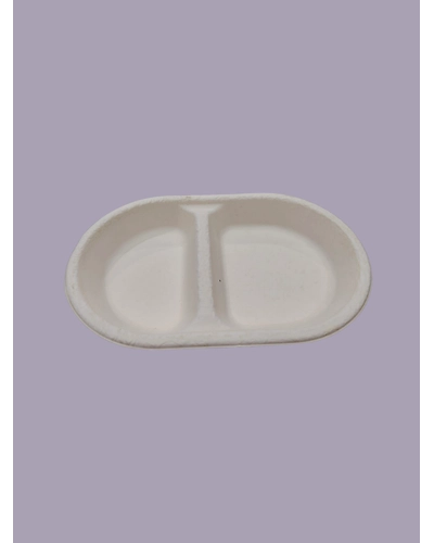Bagasse Plates -  2 Compartment Plate-1