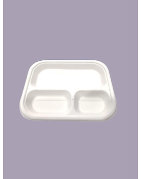 Baggase Plates - 3 Compartment Rectangle Plate