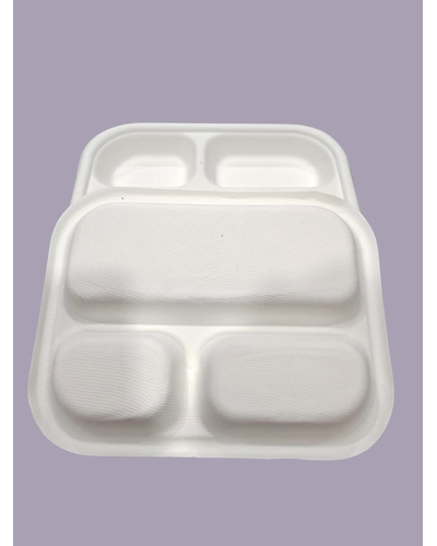 Baggase Plates - 3 Compartment Rectangle Plate-1
