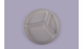 Baggase Plates - 9 Inch 3 Compartment Round Plate