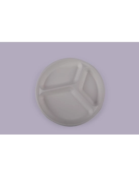 Baggase Plates - 9 Inch 3 Compartment Round Plate