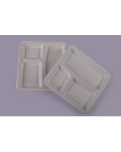 Baggase Plates - 10 Inch 3 Compartment Square Plate-1