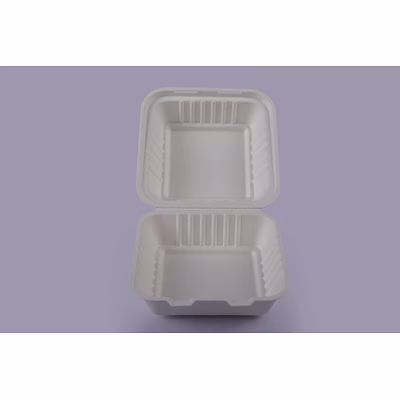 bagasse clamshells - 6 x 6 plain clamshells