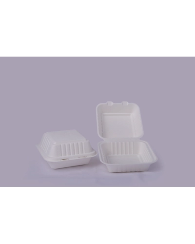 Bagasse Clamshells - 6 x 6 Plain Clamshells-1