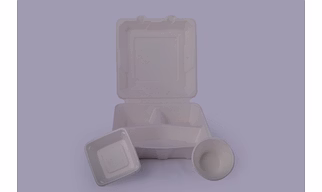 Bagasse Clamshells - 9 x 9 3 Compartment Clamshells