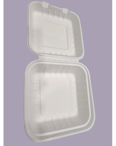 Bagasse Clamshells - 8 x 8 Plain Clamshells-8x8BPCSBE
