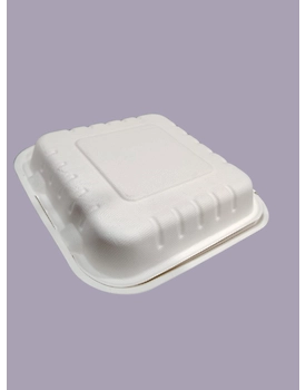 Bagasse Clamshells - 8 x 8 3 Compartment Clamshells