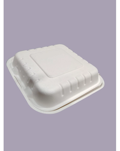 Bagasse Clamshells - 8 x 8 3 Compartment Clamshells-8x8B3CPCSBE