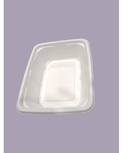 Bagasse Containers - 500 ML White Rectangular Container with LID-1