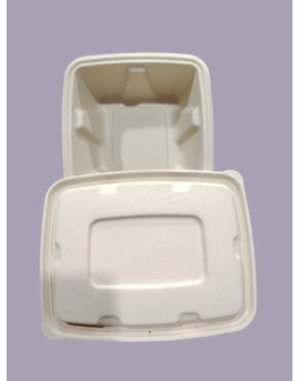 Bagasse Containers - 750 ML Brown Rectangular Container with LID