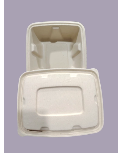 Bagasse Containers - 750 ML Brown Rectangular Container with LID-750MLBRCJ