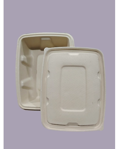 Bagasse Containers - 500 ML Brown Rectangular Container with LID-12682061