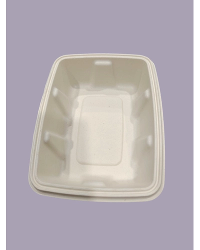 Bagasse Containers - 500 ML Brown Rectangular Container with LID-1