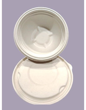Bagasse Containers - 500 ML Brown Round Container with LID