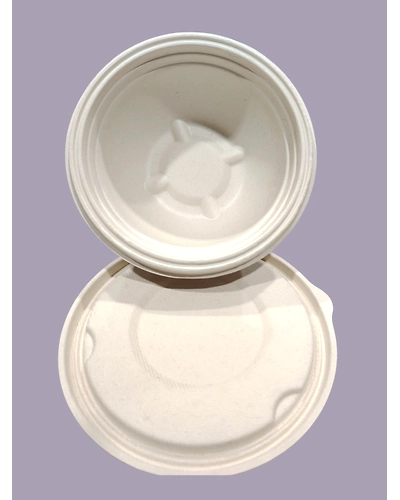 Bagasse Containers - 500 ML Brown Round Container with LID-500MLBRCJ