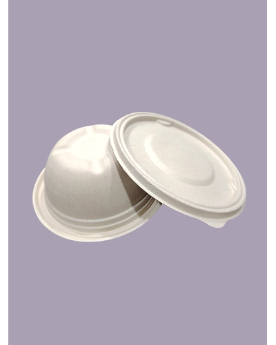 Bagasse Containers - 500 ML Brown Round Container with LID-1