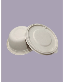 Bagasse Containers - 750 ML Brown Round Container with LID