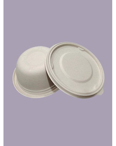Bagasse Containers - 750 ML Brown Round Container with LID-750MLBRCBE