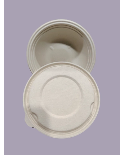 Bagasse Containers - 750 ML Brown Round Container with LID-1