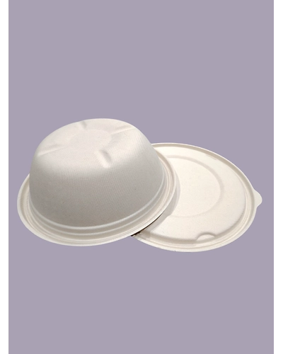 Bagasse Containers - 1000 ML Brown Round Container with LID-1000MLWRCBE