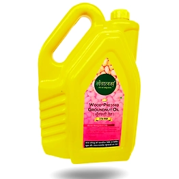 Mangalam Wood-Pressed Groundnut Oil | 5 Litres | 200% Pure and Natural | Food-Grade Plastic Jar