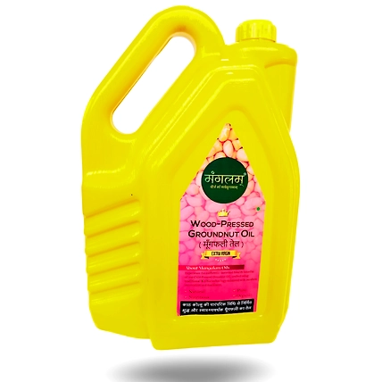 Wood-Pressed Groundnut Oil | 5 Litres | 200% Pure and Natural | Food-Grade Plastic Jar-12656473