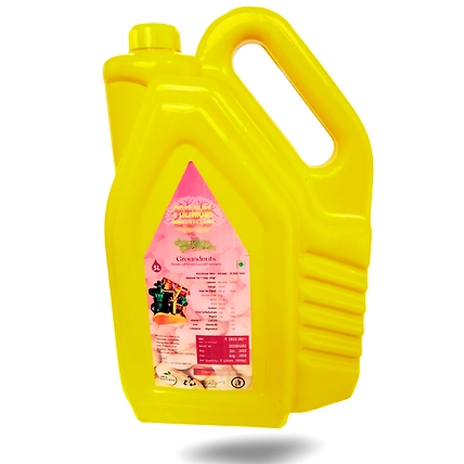 Wood-Pressed Groundnut Oil | 5 Litres | 200% Pure and Natural | Food-Grade Plastic Jar-1