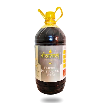 Mangalam Cold-Pressed Mustard Oil | 5 Litres | 200% Pure and Natural | Food-Grade Plastic Jar