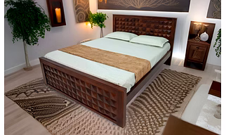 RRLC Solid Shesham Wood Queen Size Bed without storage 78*60inch