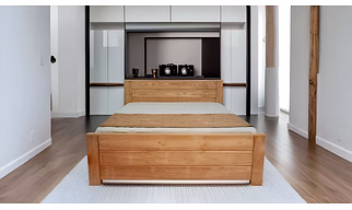 RRLC Solid Natural Rubber Wood Queen Size Bed without storage 78*60inch