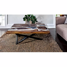 cew indian teak wood epoxy table