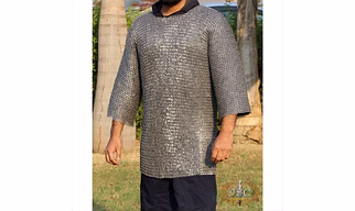 Flat Ring Riveted Chainmail Shirt (Half Sleeves) Haubergeon